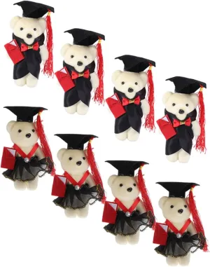 Graduation Bears Dress Styles for Bouquets and Decor 8pcs Mini Graduation exhibit exhibition Bear Doll Bouquet Adorable Plush 