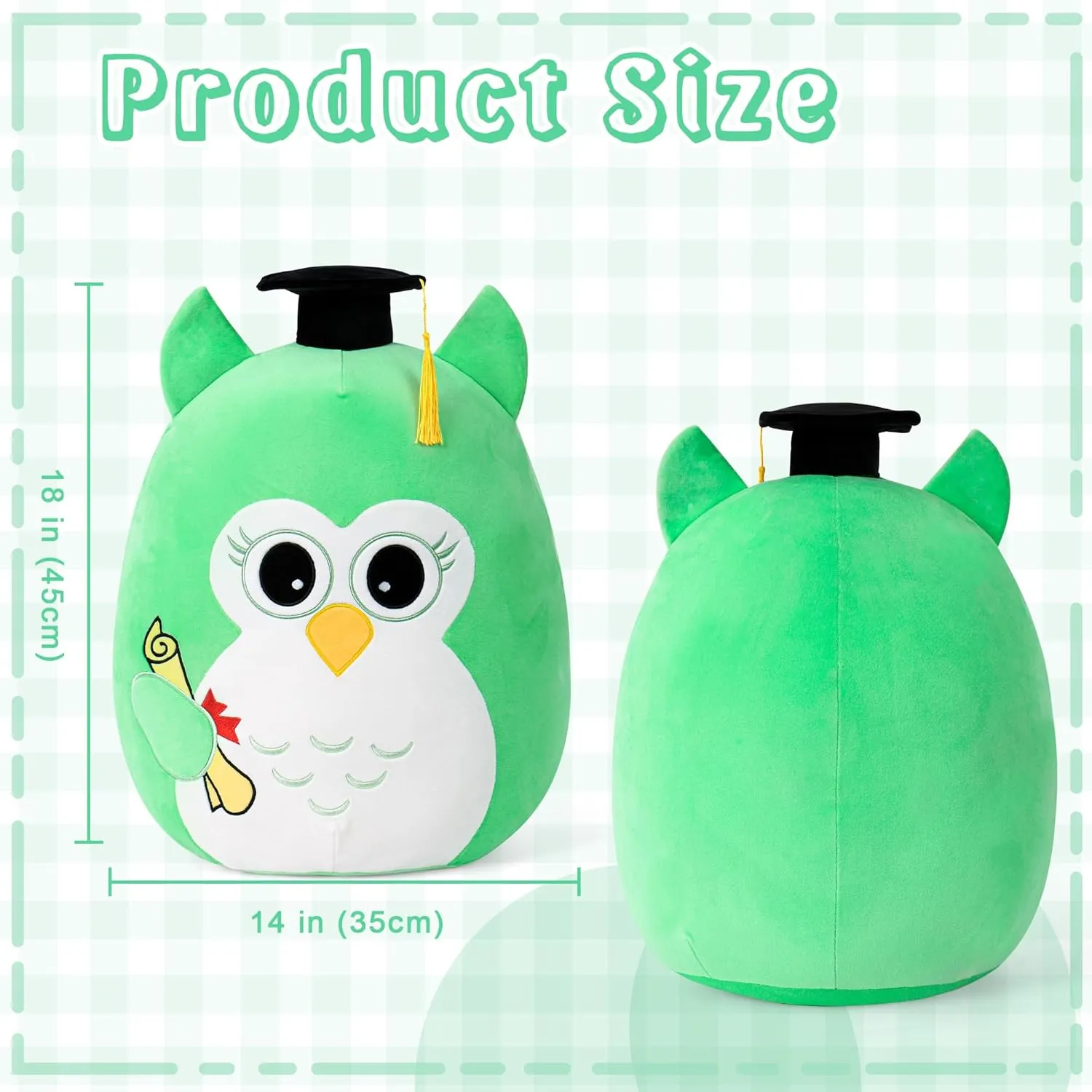 Graduation Plush 18in - Stuffed Animal with specify exodus eradicate Cap Class of 2025 - Cute Eco Wisdom Gift for Kindergarten to High School - Green Owl Emerald Green Owl 