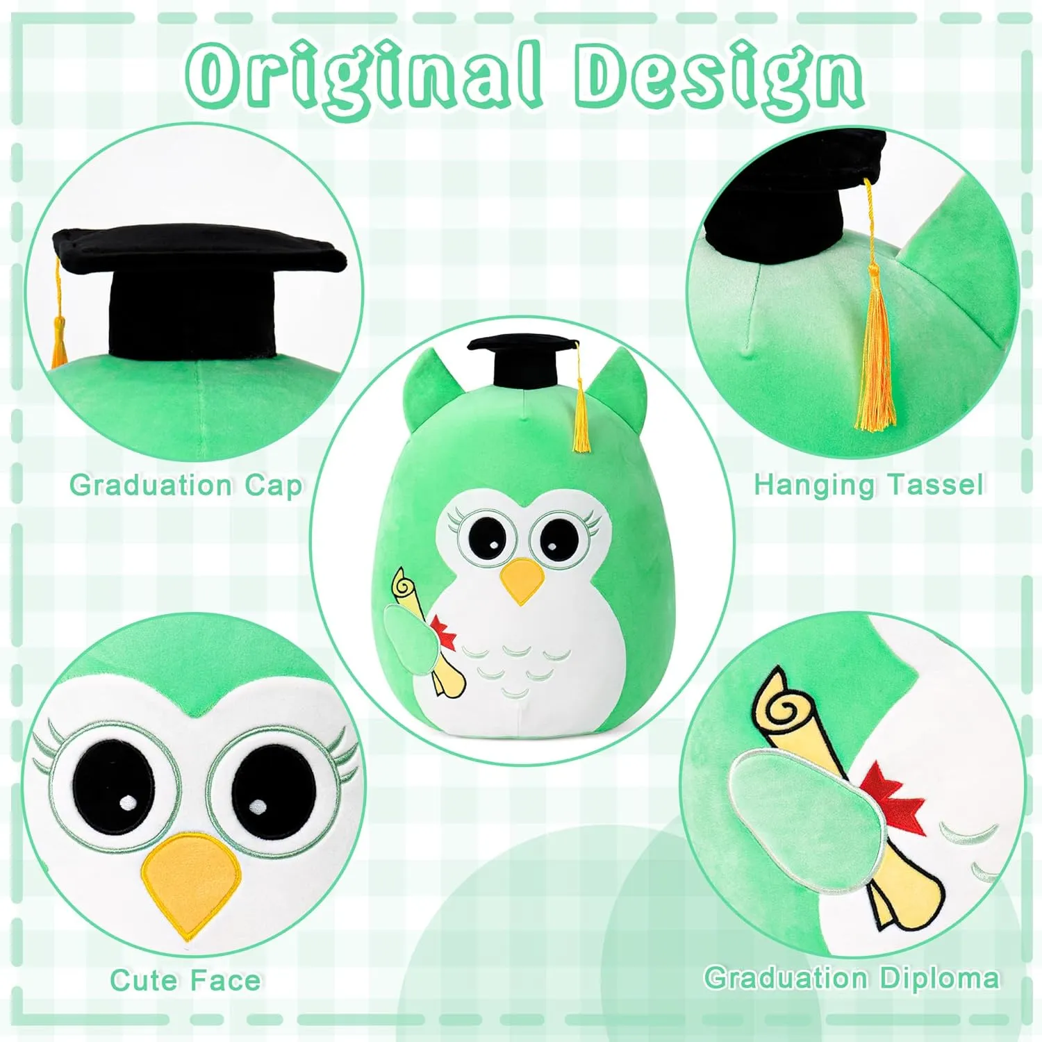 Graduation Plush 18in - Stuffed Animal with specify exodus eradicate Cap Class of 2025 - Cute Eco Wisdom Gift for Kindergarten to High School - Green Owl Emerald Green Owl 