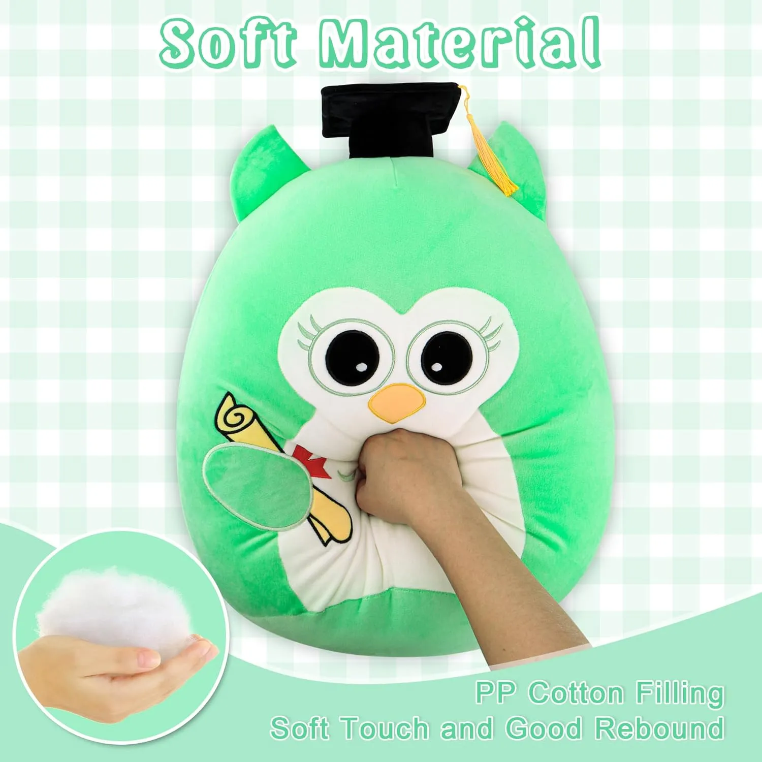 Graduation Plush 18in - Stuffed Animal with specify exodus eradicate Cap Class of 2025 - Cute Eco Wisdom Gift for Kindergarten to High School - Green Owl Emerald Green Owl 