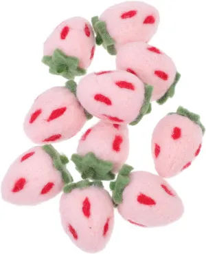 Handmade Felt Ornaments for Decor for Hair Accessories Keychains and More Cute six Design for Creative Projects HAPINARY 10pcs Felt Strawberry Crafts 