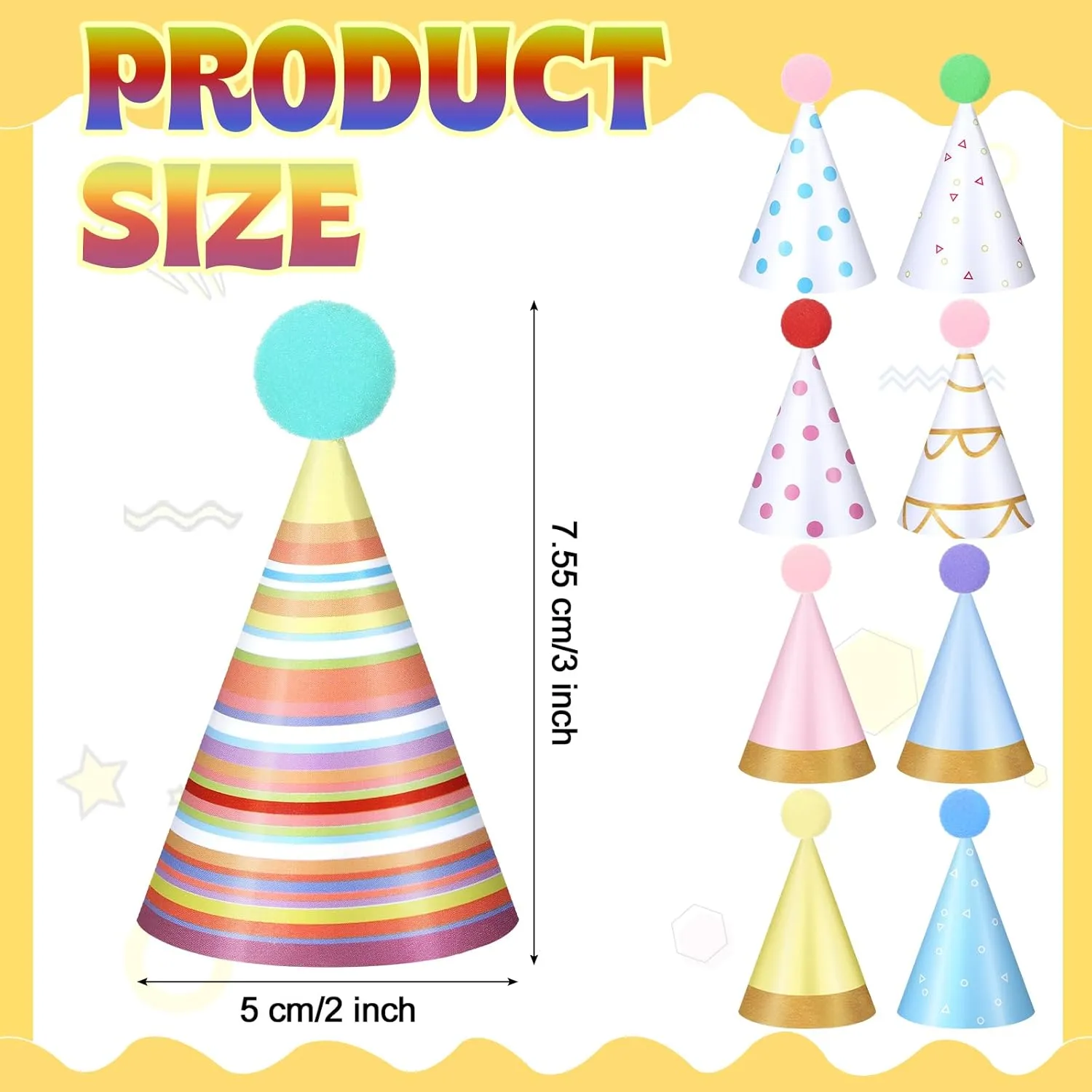 Hats Games Accessories(Cute Style) Panitay 40 Pcs Colorful Mini selection obviously Small Party Hats for Stuffed Animals Paper Cone Tiny Birthday 