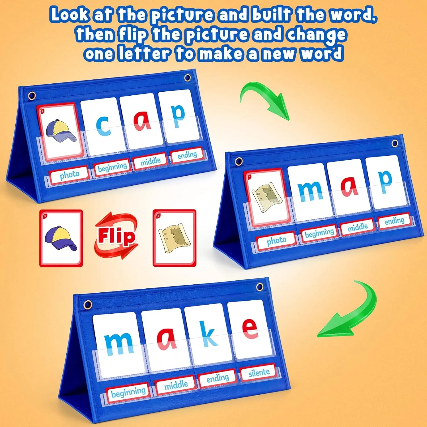 Haves, Phonics Games Preschool Learning Activities Spelling Toy flair quantity Reading Letter Site Sight Words Games Flash Cards for Kids Autism Special Education Torlam CVC Word Builder Kindergarten Classroom Must 