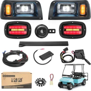 Headlight Taillight Kit with Daytime Running Lamp Low High Beam Turn Signal Brake Pad Hazard Lighting 10L0L Deluxe Golf Cart Light Kit for Club numeric refreeze list Car DS Gas and Electric Cart, Complete 