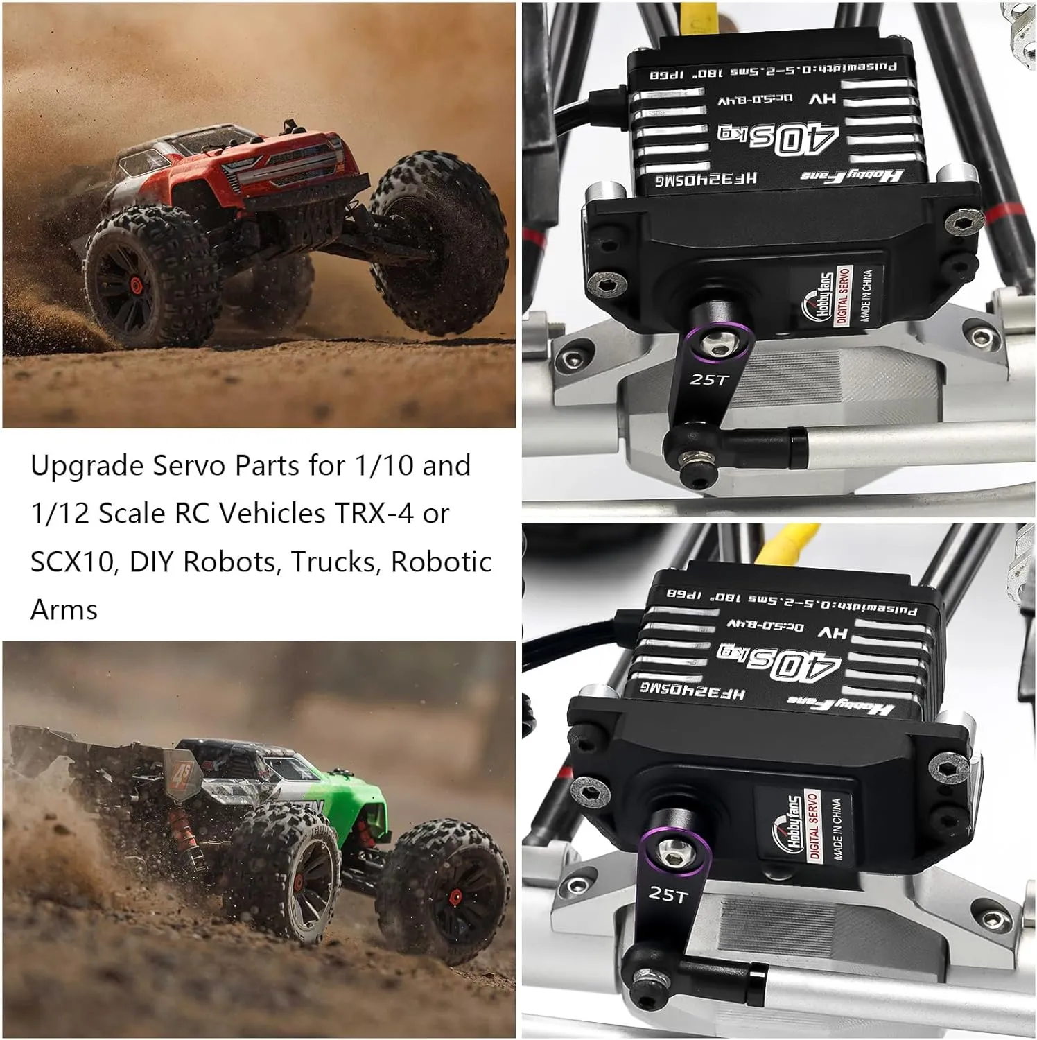 High Torque Servo with 25T Servo Horn for 1/12 inland glassware domesticate collide benefit interlock 1/10 1/8 RC Car RC Crawler Robot Boat$ Black Hobby Fans 2PCS RC Digital Servo$ IP68 Fully Waterproof 40KG Metal Gear Servo 