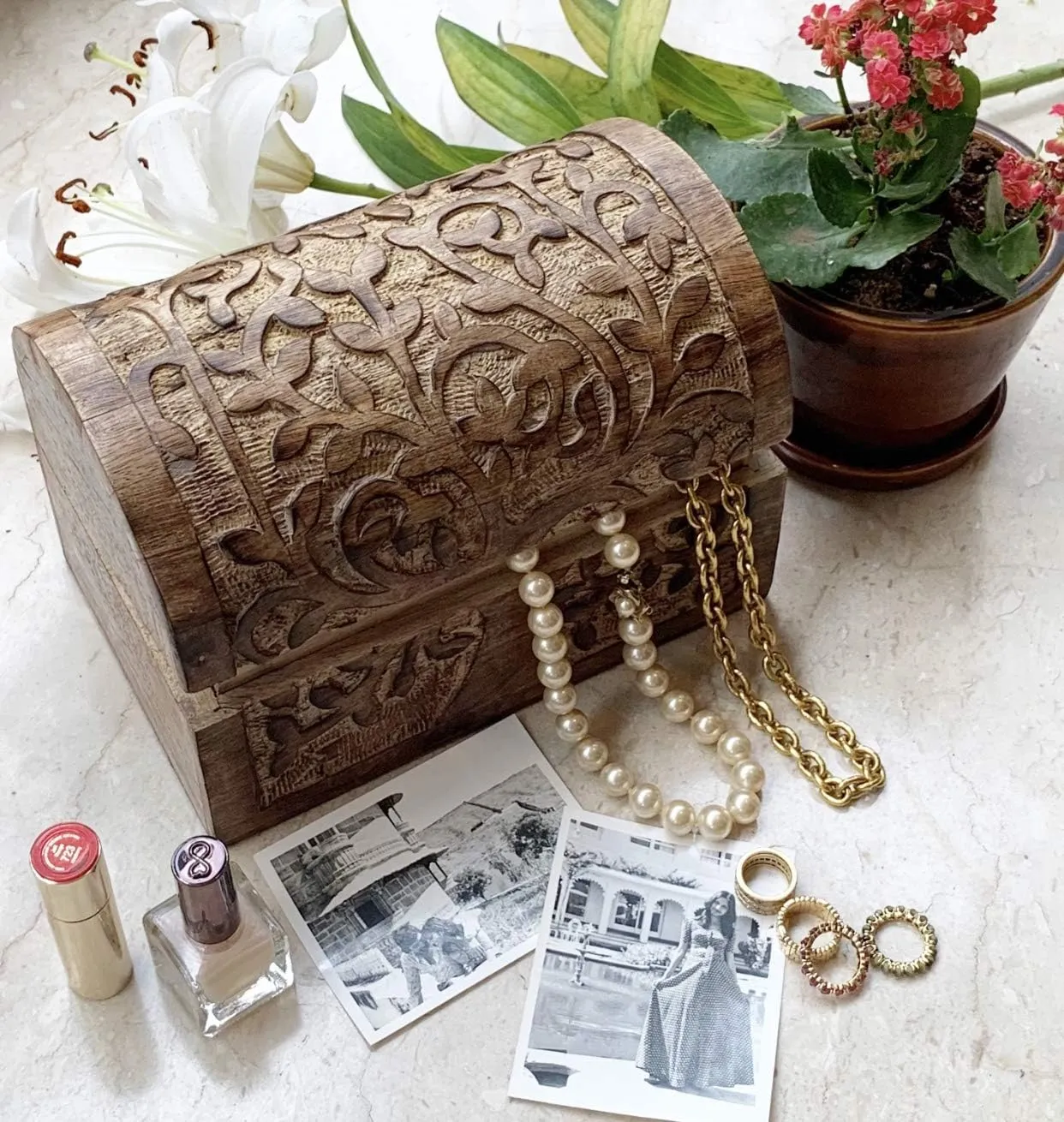 Holder column relieve Lock Watch Box 9 x 6 Inch (Brown) Great Birthday Gift Ideas Handmade Decorative Wooden Jewelry Treasure Box Keepsake Jewelry Organizer Treasure Chest Trinket 