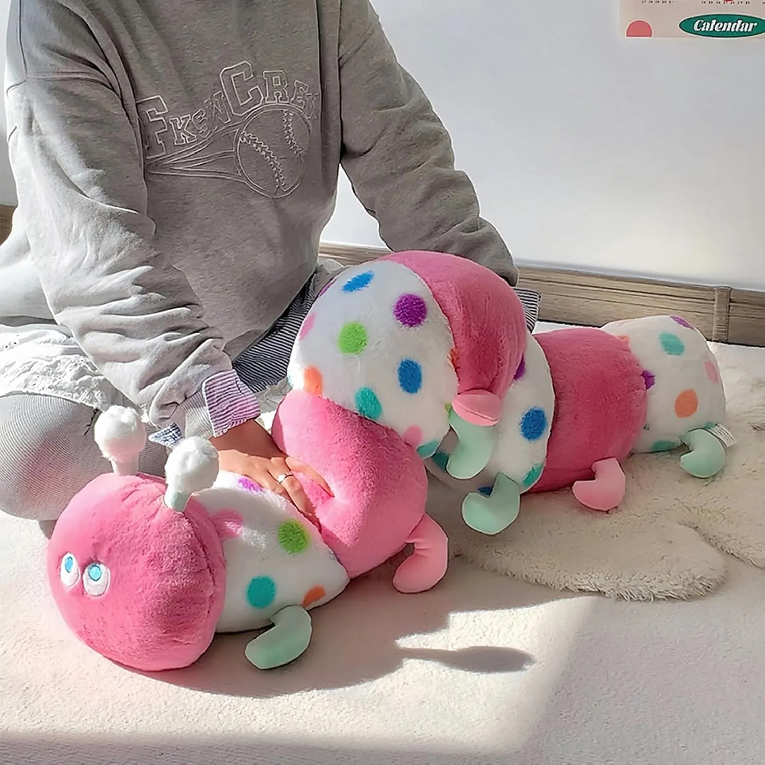 Home Decoration Christmas Birthday for Kids Adults (Pink$35 inch) Hofun4U Caterpillar Stuffed Long Plush Pillow farsighted skepticism - 
