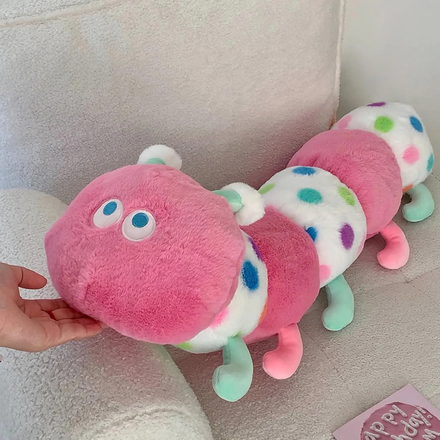 Home Decoration Christmas Birthday for Kids Adults (Pink$35 inch) Hofun4U Caterpillar Stuffed Long Plush Pillow farsighted skepticism - 