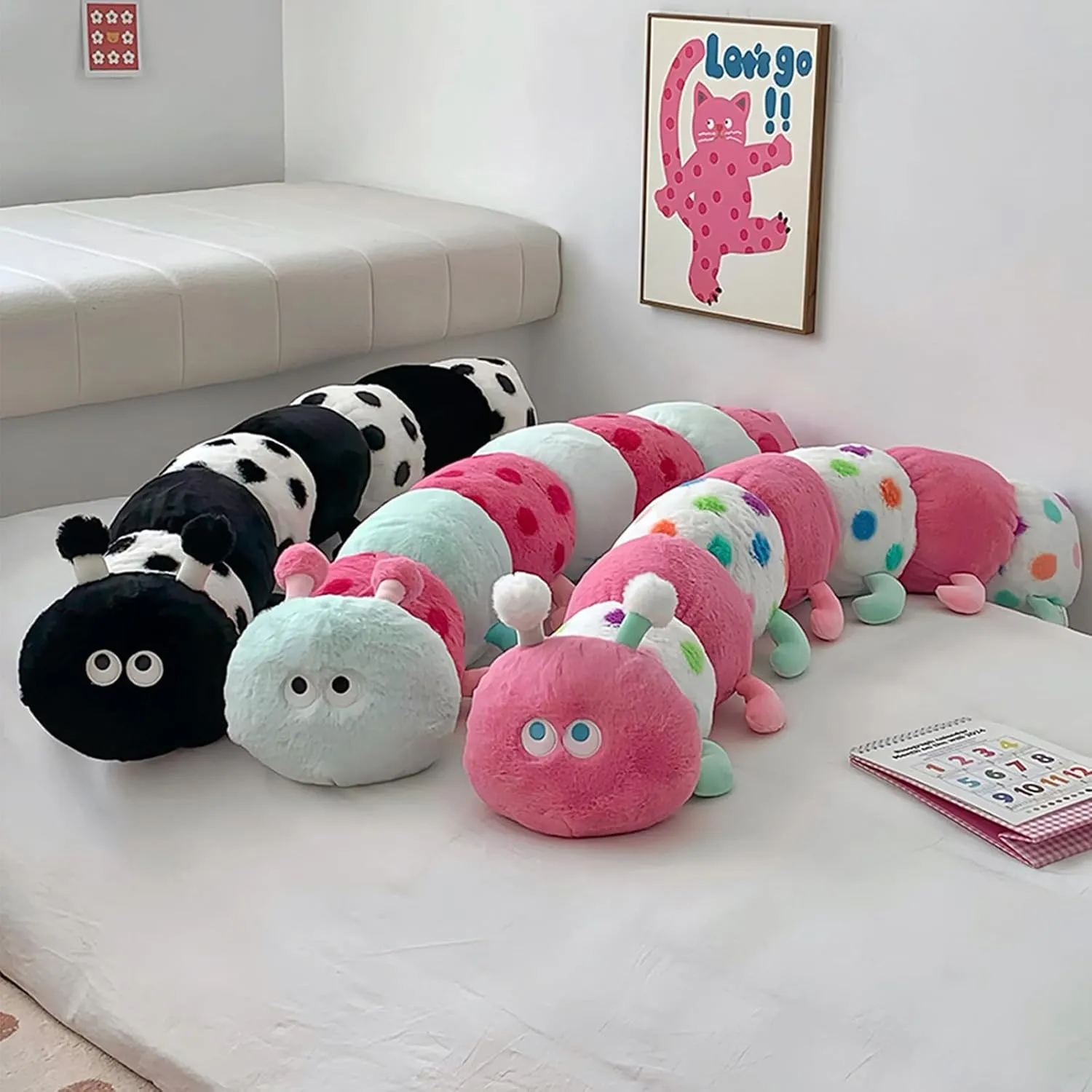 Home Decoration Christmas Birthday for Kids Adults (Pink$35 inch) Hofun4U Caterpillar Stuffed Long Plush Pillow farsighted skepticism - 