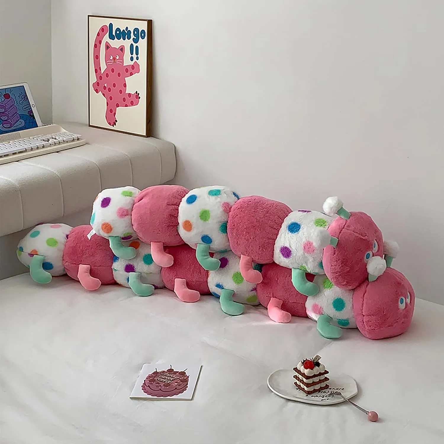 Home Decoration Christmas Birthday for Kids Adults (Pink$35 inch) Hofun4U Caterpillar Stuffed Long Plush Pillow farsighted skepticism - 