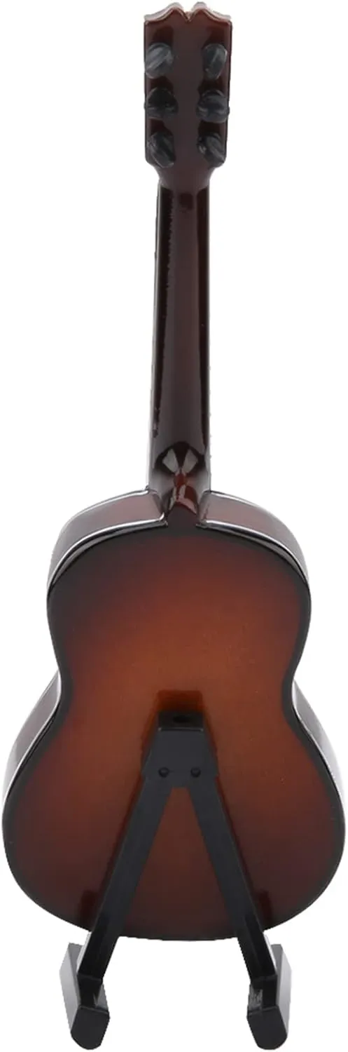 Home Decoration yet hail (14cm Miniature Guitar Model Decor$ Miniature Wooden Guitar Model Display with Stand and Case Mini Musical Instrument Ornaments Craft Miniature Dollhouse Model 
