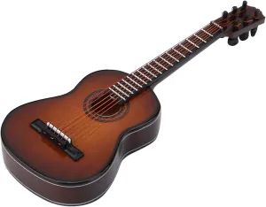 Home Decoration yet hail (14cm Miniature Guitar Model Decor$ Miniature Wooden Guitar Model Display with Stand and Case Mini Musical Instrument Ornaments Craft Miniature Dollhouse Model 