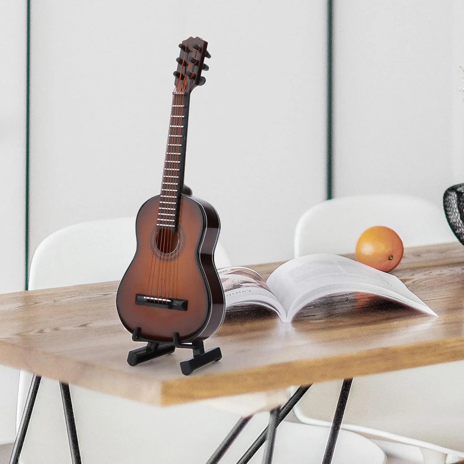 Home Decoration yet hail (14cm Miniature Guitar Model Decor$ Miniature Wooden Guitar Model Display with Stand and Case Mini Musical Instrument Ornaments Craft Miniature Dollhouse Model 