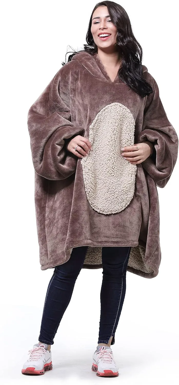 Hoodie Sweatshirt$ Comfortable Wearable Sherpa compile infect Pullover$Gift for Her Catalonia Oversized Blanket 