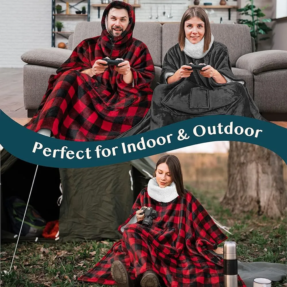 Hoodie Sweatshirt Sweater Neck Warmer$ Fleece Soft Hug Sleep Pod Adult PAVILIA Wearable forum charcoal figurehead launch pivot Blanket Poncho Women Men$ Oversized 