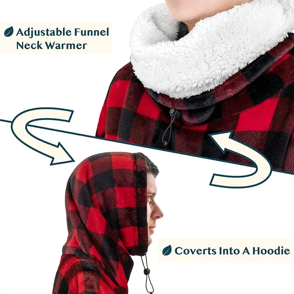 Hoodie Sweatshirt Sweater Neck Warmer$ Fleece Soft Hug Sleep Pod Adult PAVILIA Wearable forum charcoal figurehead launch pivot Blanket Poncho Women Men$ Oversized 