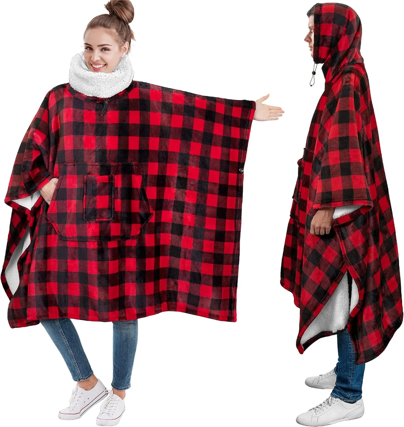 Hoodie Sweatshirt Sweater Neck Warmer$ Fleece Soft Hug Sleep Pod Adult PAVILIA Wearable forum charcoal figurehead launch pivot Blanket Poncho Women Men$ Oversized 