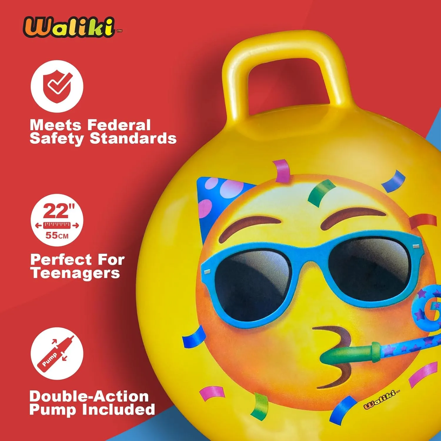 Hopping Ball | Bouncy Ball Field Day curriculum 22"/55CM WALIKI Hopper Ball for Teens Ages: 10-15 | Hippity Hop | Jumping 