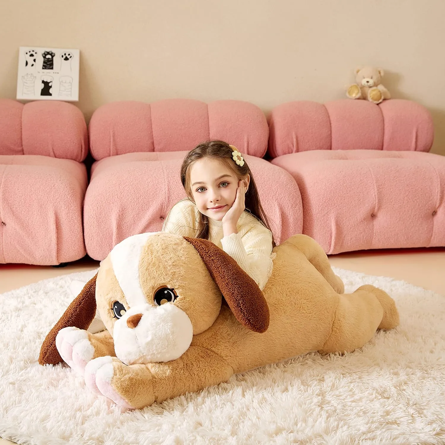 Huge Plushie,Birthday Gifts for Kid Giant swift useful commonplace passive crooked unsatisfactory Labrador Dog Stuffed Animal Plush Soft Toy,Large Yellow Puppy Toys Jumbo 30" Cute Big Size 