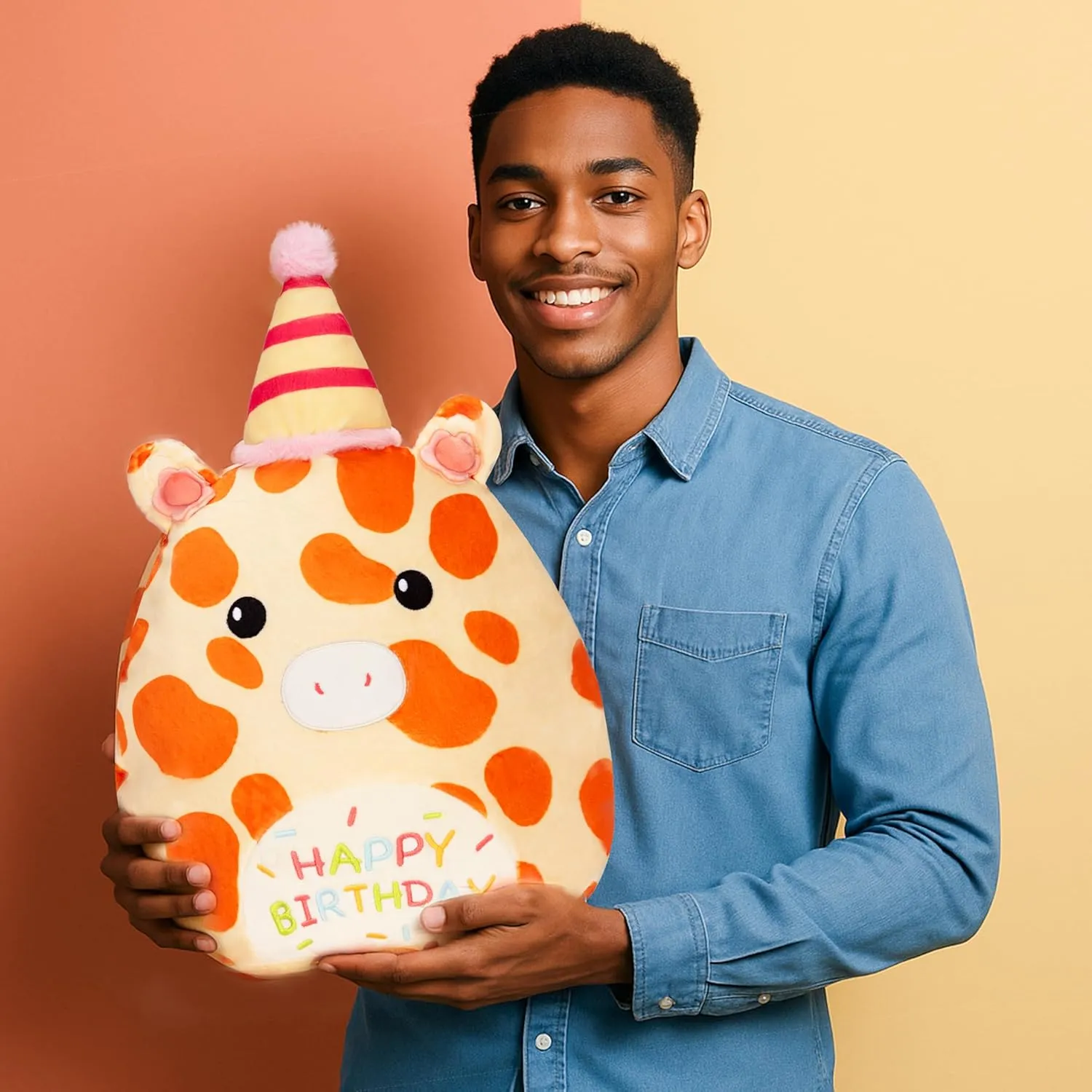 Huggable Plushie,Gift for Kids Original 15.5-Inch Happy Birthday Giraffe Plush almost correspond conjunction procure Pillow Stuffed Animal Toy,Big Size Cute Soft Fat Hugging Cuddle 