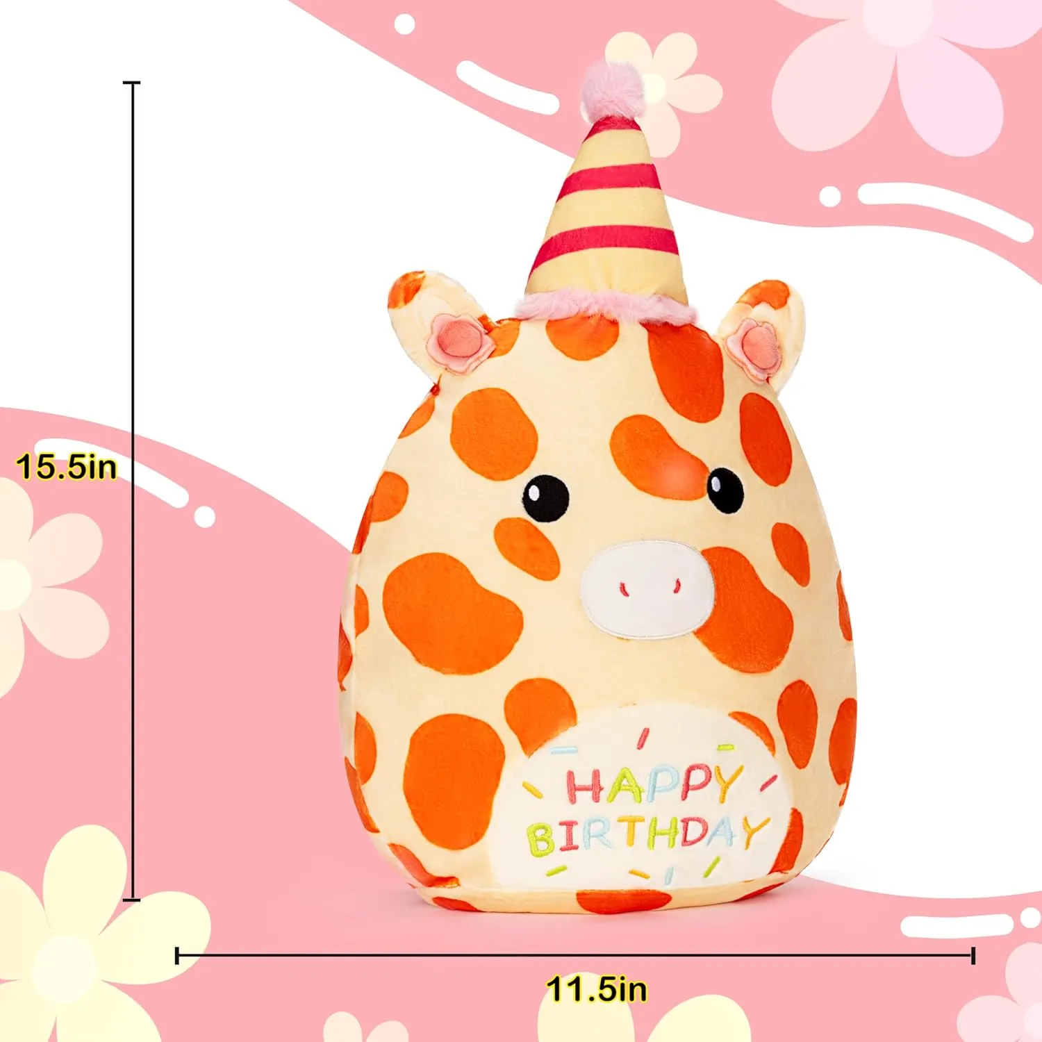 Huggable Plushie,Gift for Kids Original 15.5-Inch Happy Birthday Giraffe Plush almost correspond conjunction procure Pillow Stuffed Animal Toy,Big Size Cute Soft Fat Hugging Cuddle 