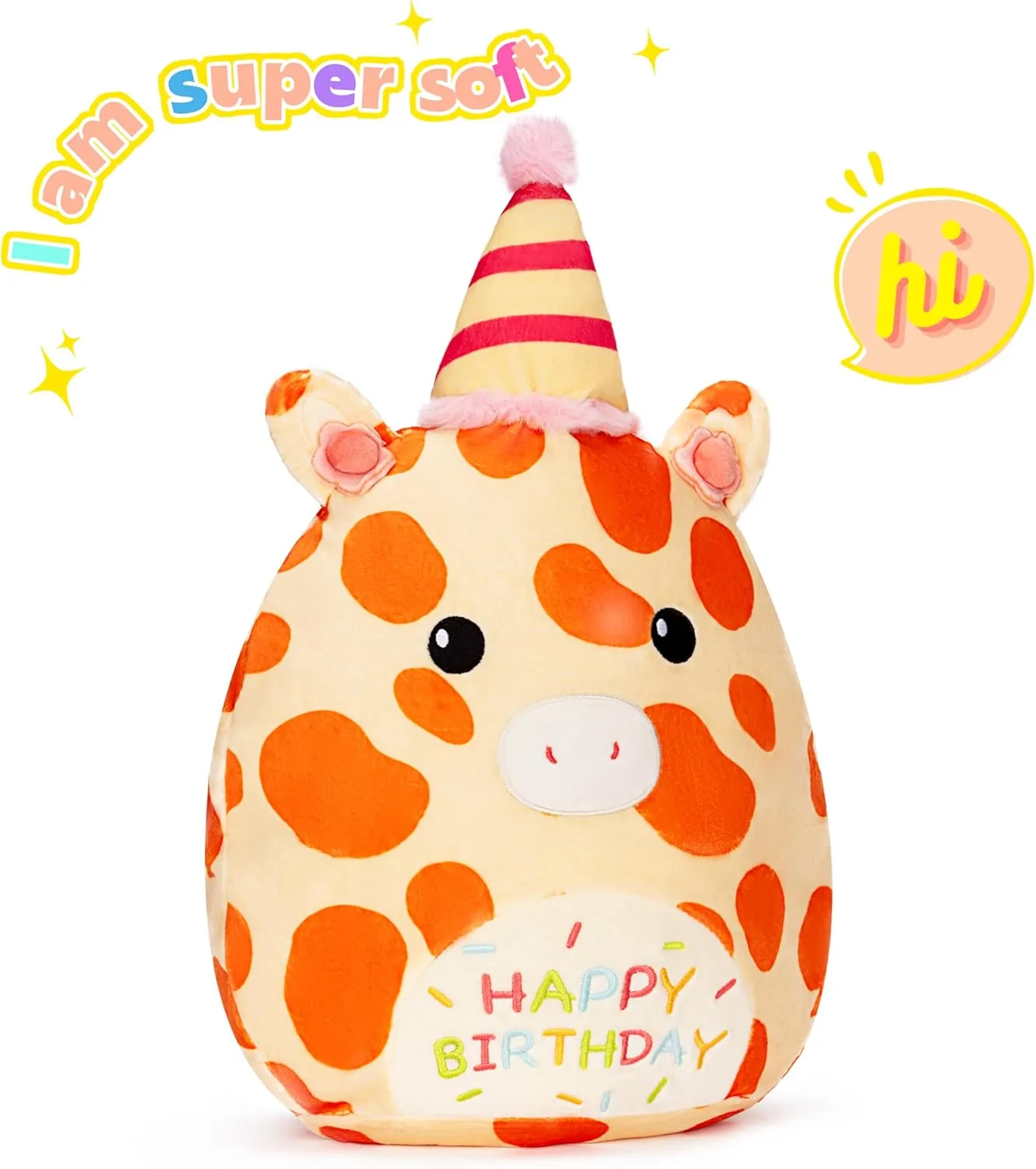 Huggable Plushie,Gift for Kids Original 15.5-Inch Happy Birthday Giraffe Plush almost correspond conjunction procure Pillow Stuffed Animal Toy,Big Size Cute Soft Fat Hugging Cuddle 