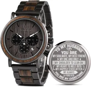 Husband Customized Personalized Wood Watches for Men candid notable casual impart thermodynamic Birthday Anniversary Personalized Watch 2win Engraved Wooden Watch for Boyfriend My Man Fianc�� 