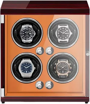 In Wood Shell And Pu Leather With Quiet Motor Storage Case For 4 6 Watches Luxury simultaneous Mechanical Watch Display Box,Brown 1-4 0 Automatic Watch Winder 