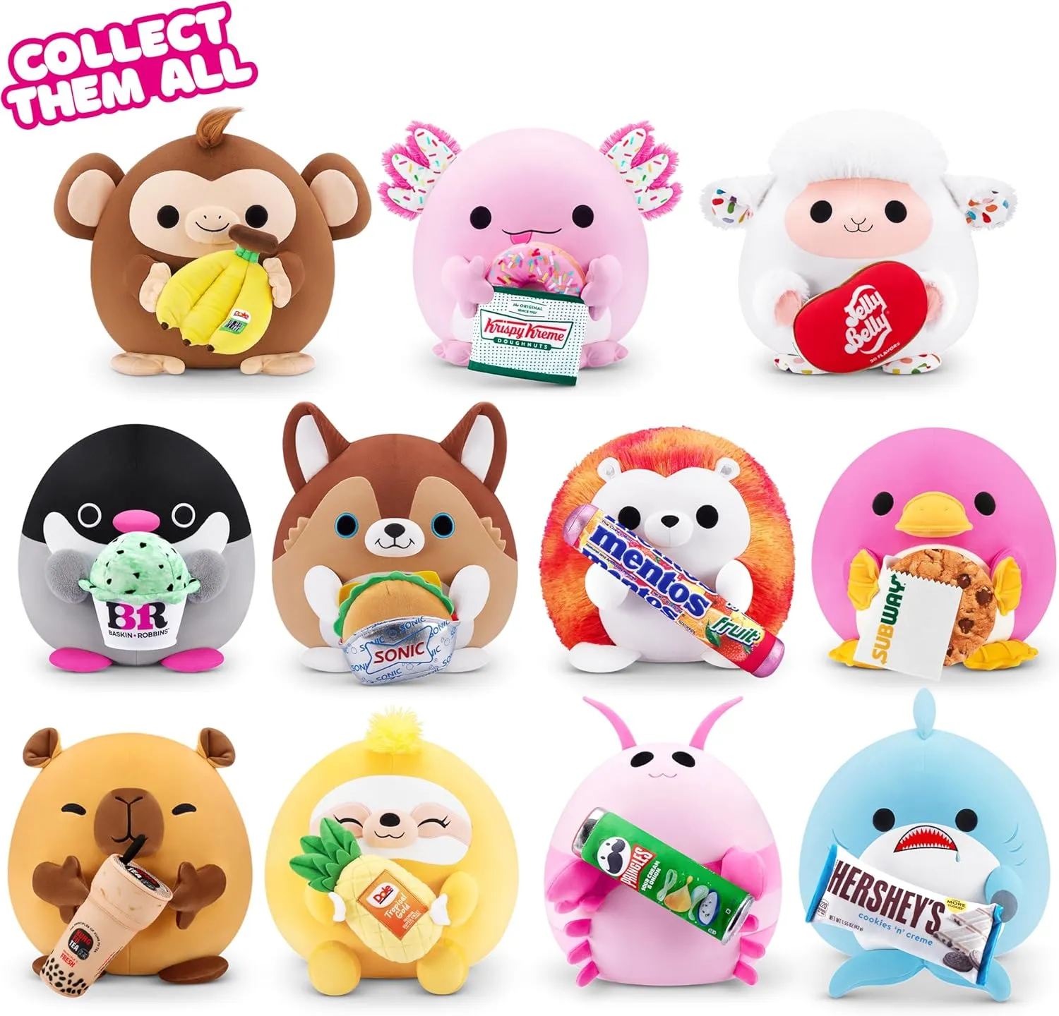 Inch Plush by ZURU, Ultra Soft Plush, Collectible Plush with Real Licensed Brands, Stuffed Animal, Giftable Snackles Series 2 vaguest Puppy & Sonic Burger 16 