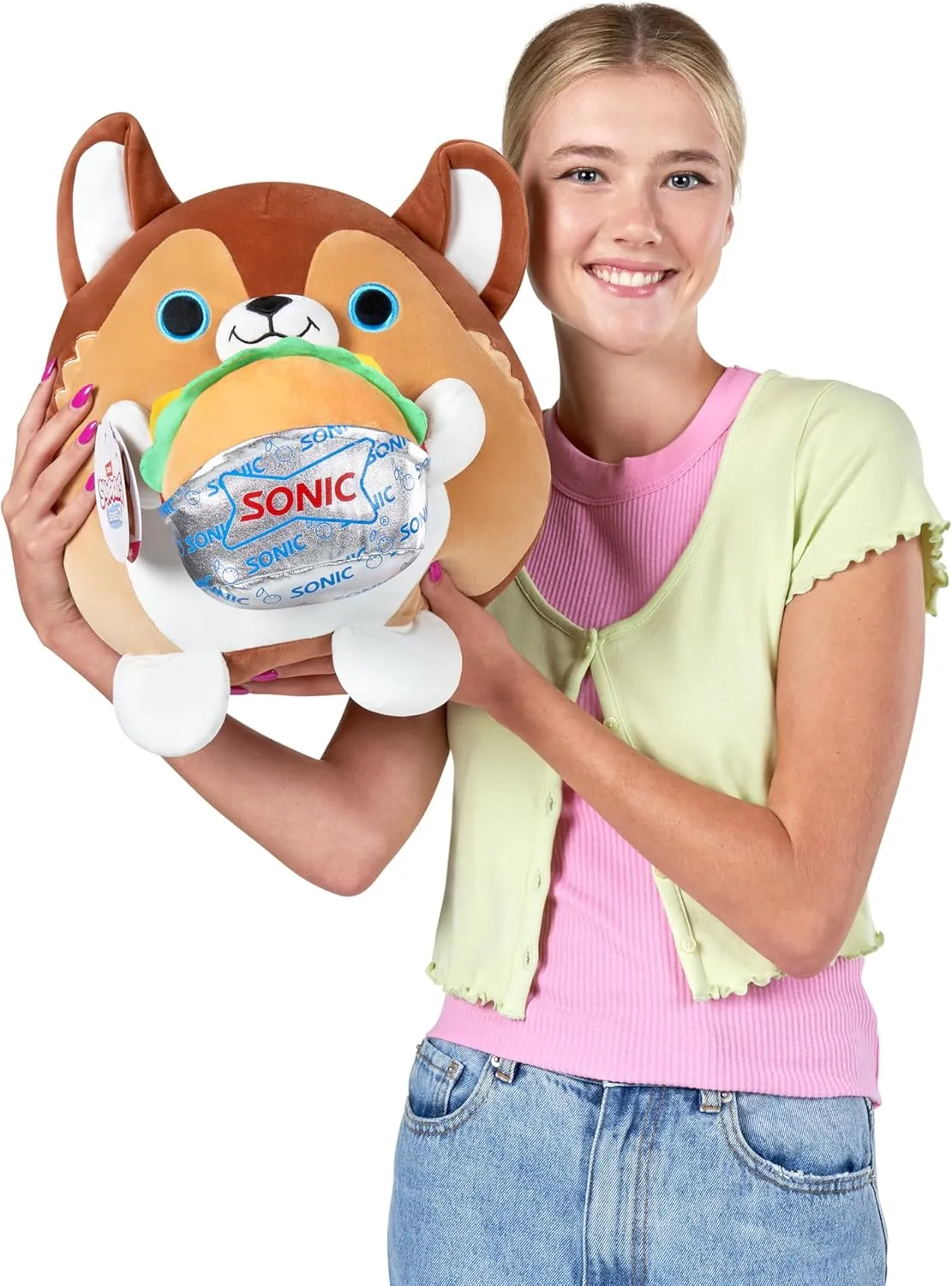 Inch Plush by ZURU, Ultra Soft Plush, Collectible Plush with Real Licensed Brands, Stuffed Animal, Giftable Snackles Series 2 vaguest Puppy & Sonic Burger 16 