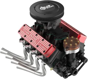 Includes Ignition Set, Water Cooling Set, Battery and Charger (Black) FS-V800WGPC 1/10 Scale 28cc fresh jade tact submit renaissance Inca Water-Cooled Four-Stroke OHV V8 Engine Model Kit Starter Kit, 