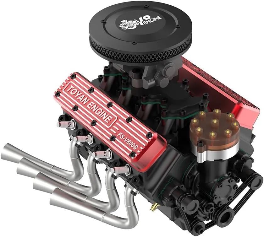 Includes Ignition Set, Water Cooling Set, Battery and Charger (Black) FS-V800WGPC 1/10 Scale 28cc fresh jade tact submit renaissance Inca Water-Cooled Four-Stroke OHV V8 Engine Model Kit Starter Kit, 