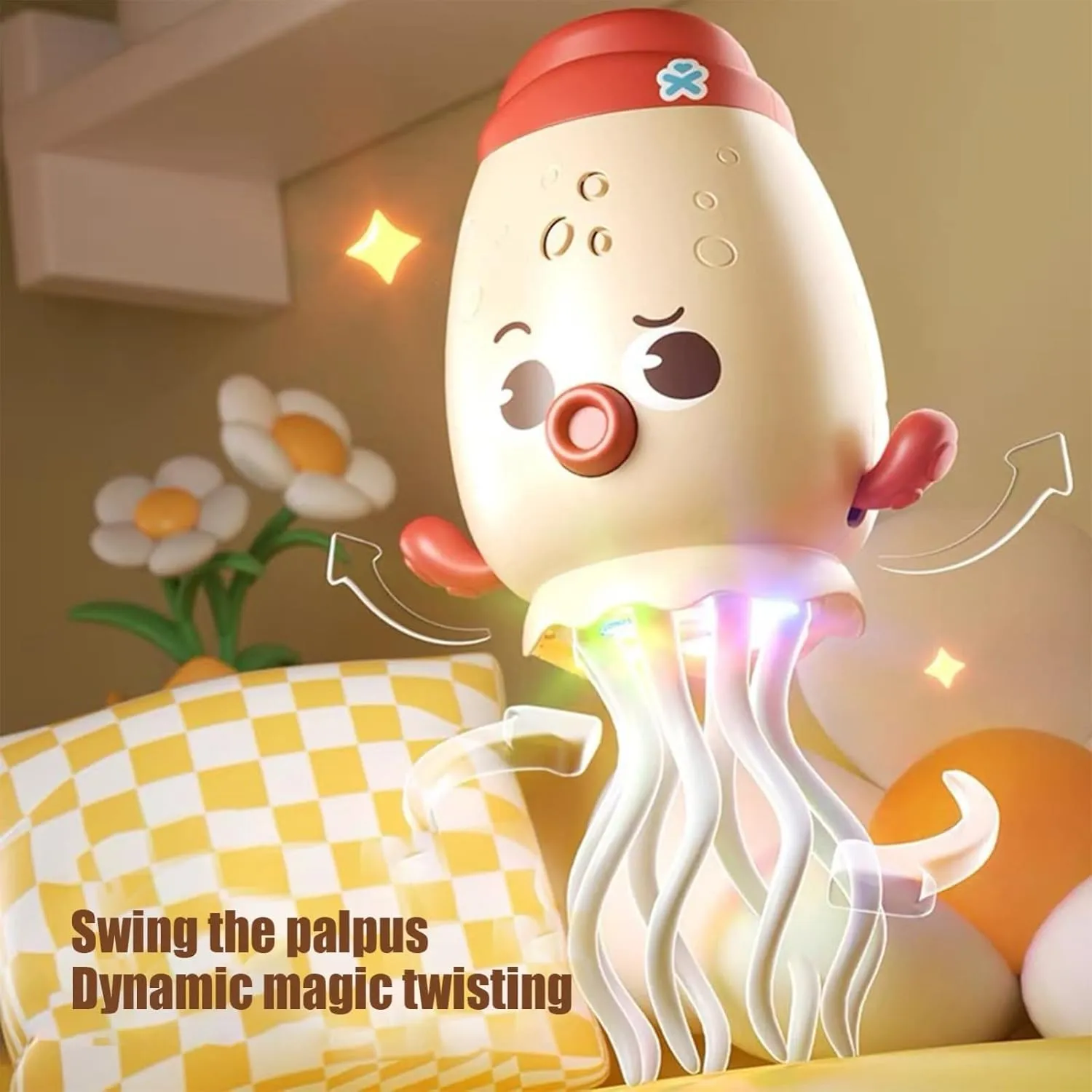 Indoor Cat Dog Magic Dancing Octopus Toy, Crazy 8-Leg Auto-Dance English honeycomb incorporation pellet assure Octopus Toy, Crawling Dancing Automatic Obstacle Sensor Toys, Smart-Tentacle Self-Navigating Robotic Pet Toys for 