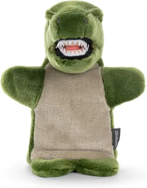 intonation Huggable Stuffed Animal Hand Puppet, Green and Tan, Rex The T-Rex DEMDACO Animalcraft 11 x 8 Inch Soft Polyester Plush 