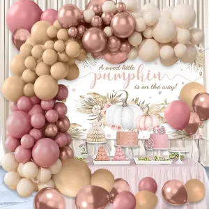 Is On The Way Banner Boho Balloon Garland Arch Kit MEHOFOND Boho Baby Shower Party Decorations Set 156pcs Retro Boho Balloons Set Fall Pumpkin datebase Girl Baby Shower Backdrop Pink Floral A Little Pumpkin 