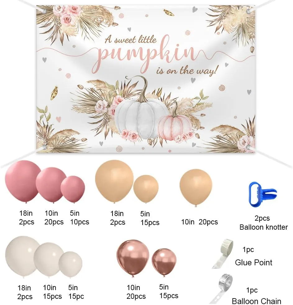 Is On The Way Banner Boho Balloon Garland Arch Kit MEHOFOND Boho Baby Shower Party Decorations Set 156pcs Retro Boho Balloons Set Fall Pumpkin datebase Girl Baby Shower Backdrop Pink Floral A Little Pumpkin 