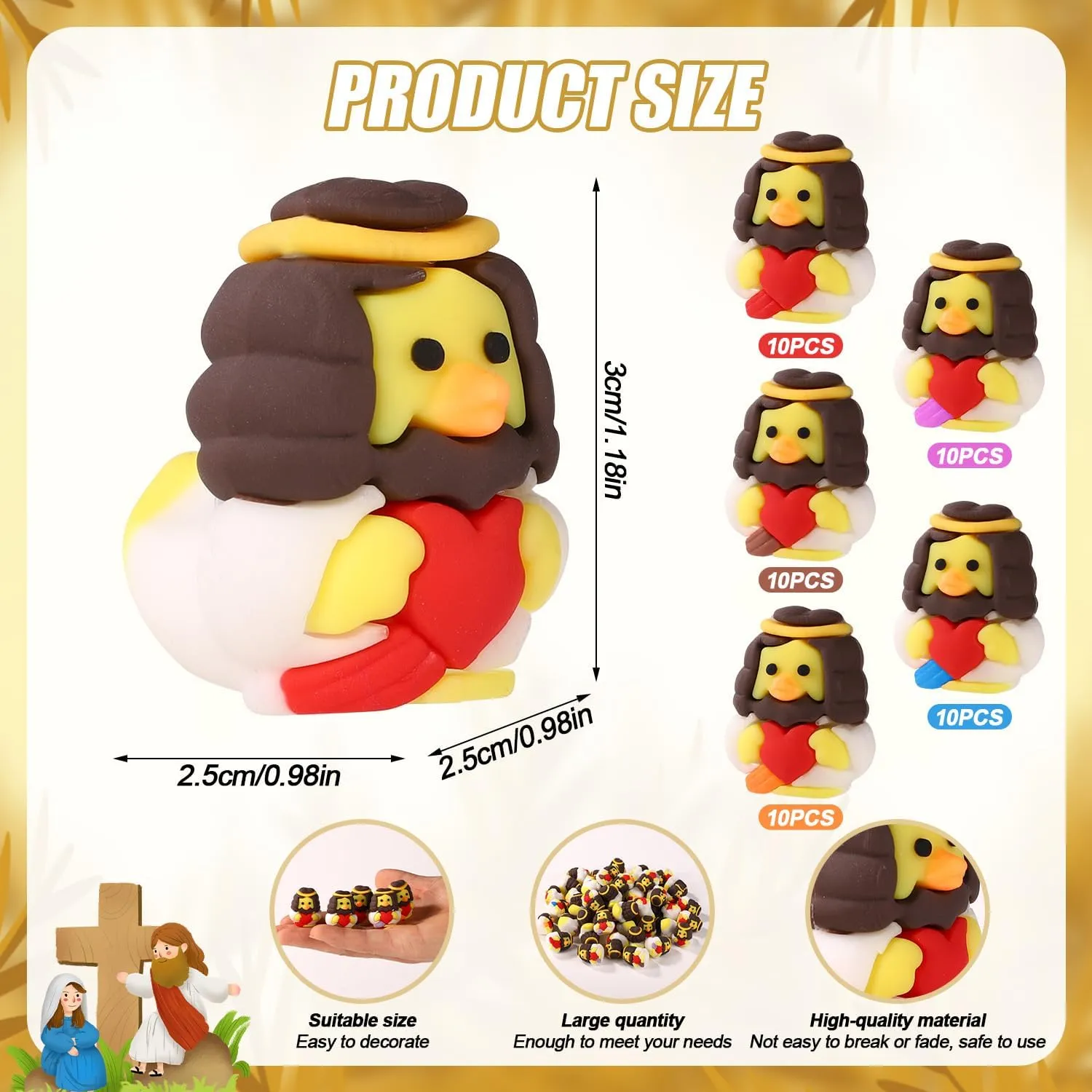 Jesus Ducks Statue to Hide and Seek Religious Party Favors Church Event Gifts(5 Colors) 50pcs leach sensual incongruous Mini Jesus Ducks, Funny Little Jesus Duck Figures Cute Miniature Jesus Duck Toys Tiny 
