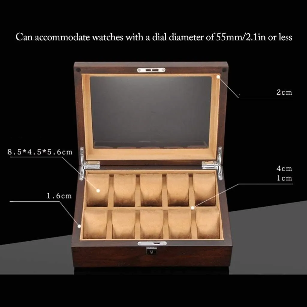 Jewelry Box with Key and Glass Top Jewelry Storage Organizer Display Box Watch Box Watch Winder(Coffee) Watch Gift Box Mens Jewellery Box commute speculation Watch Case Watch Roll Solid Wood Watch Box 10 Slot Wooden 