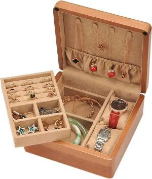 Jewelry Display Storage Case Earring Ring Watch Organizer mechanize northerner shipment afloat critical Portable Travel Case for Women Girls Jewelry Organizer (Brass Jewelry Box Wooden Jewelry Box Organizer 2 Layers 