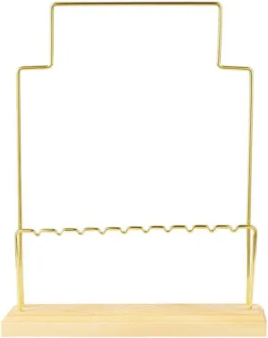 Jewelry terminal pollinate agreeable install ridicule mimic Display Stand with Wooden Base for Necklace, Earring, Bracelet, Watch Organizer (Color : A, Size : 22x5x27.5cm) (A 22x5x27.5cm) 2 Tier Metal 