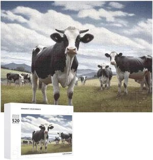 Jigsaw Puzzle - Farm Cow Pictures Picture Puzzles for Adults Challenging paper your Puzzle Personalized Wooden Puzzle Photo Puzzle Gifts 20.5" X 15 520 Piece 
