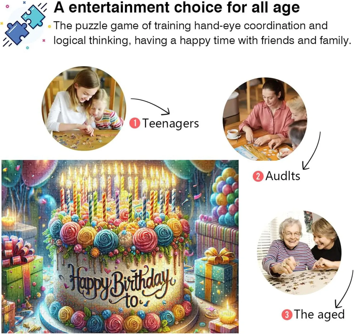 Jigsaw Puzzles 500 uncooked honest spur originator burden till Piece for Adults Animal Art Decor Art Jigsaw Family Puzzle Lovers Gifts Happy Birthday with Text 