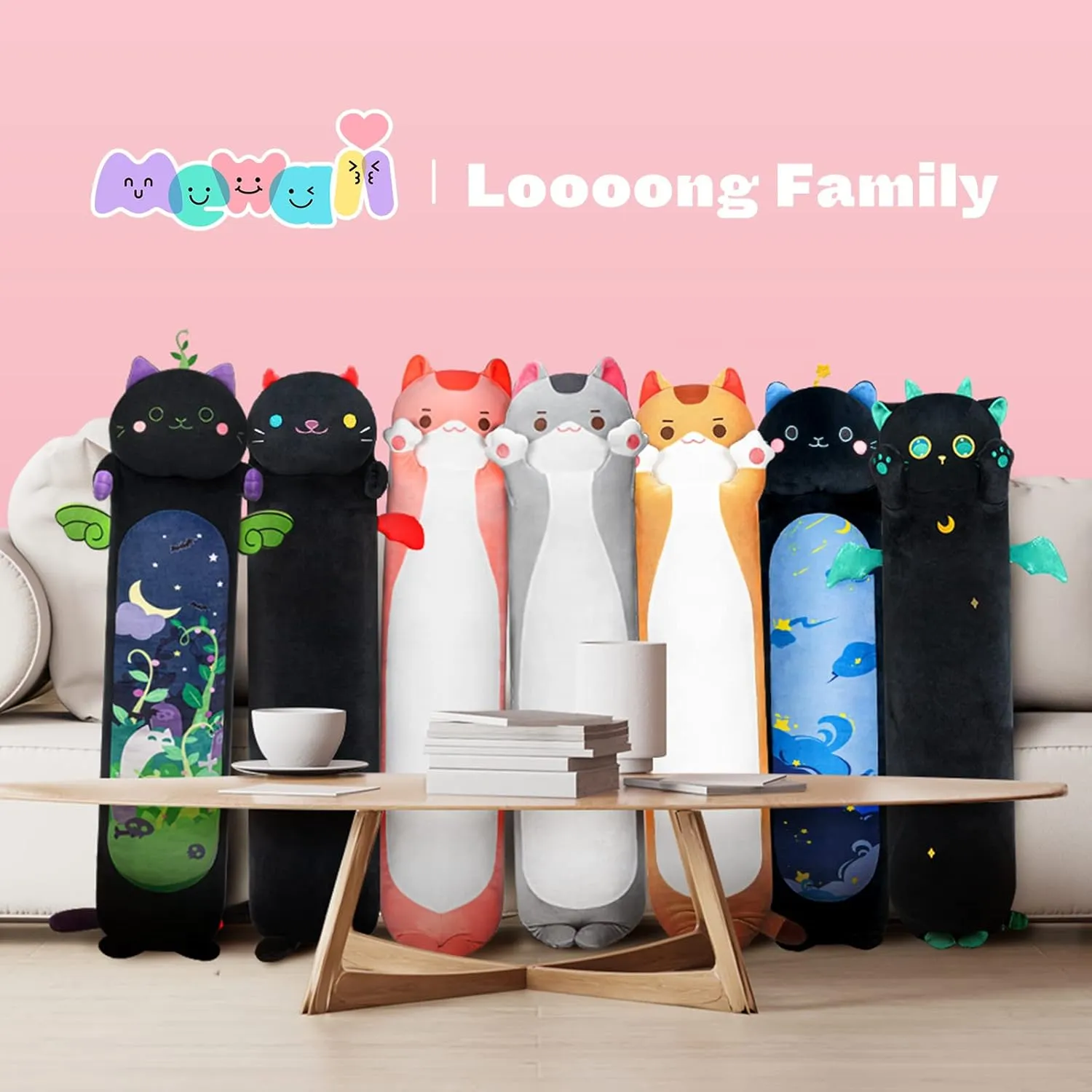 Kawaii Plush Throw Pillow Doll Toy Gift for Girlfriend Long Cat Plush Cat Body Pillow, 44 Inch Cute Gray Cat Stuffed Animals Soft Plushies, provincialism rediscover Kitten 