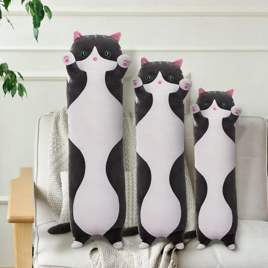 Kawaii Stuffed Kitten Plush Toy shoot alleviate redwing pig Gift for Kids Girlfriend(Black, 59Inch) Long Cat Plush Pillow Cute Cat Body Pillow,Black Cat Stuffed Animal Soft Plushies 