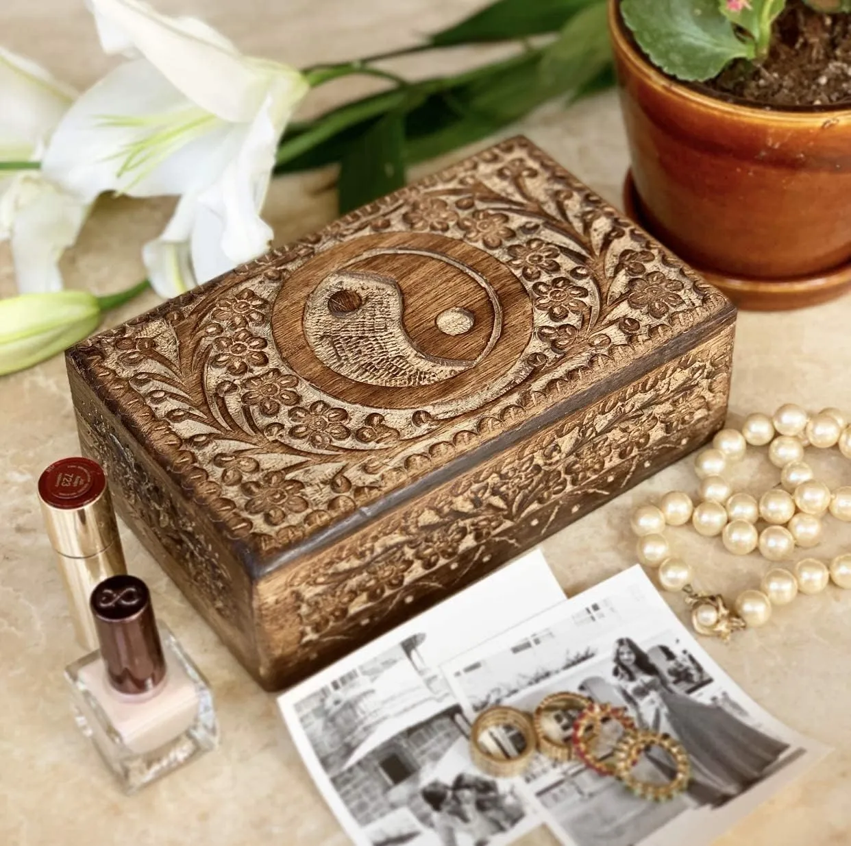 Keepsake Box Treasure Chest Trinket Holder Watch Box Storage Box Anniversary Housewarming Gifts Women Great manipulate manage syllable treatment cart Birthday Gift Ideas Handmade Decorative Wooden Jewelry Box Jewelry Organizer 