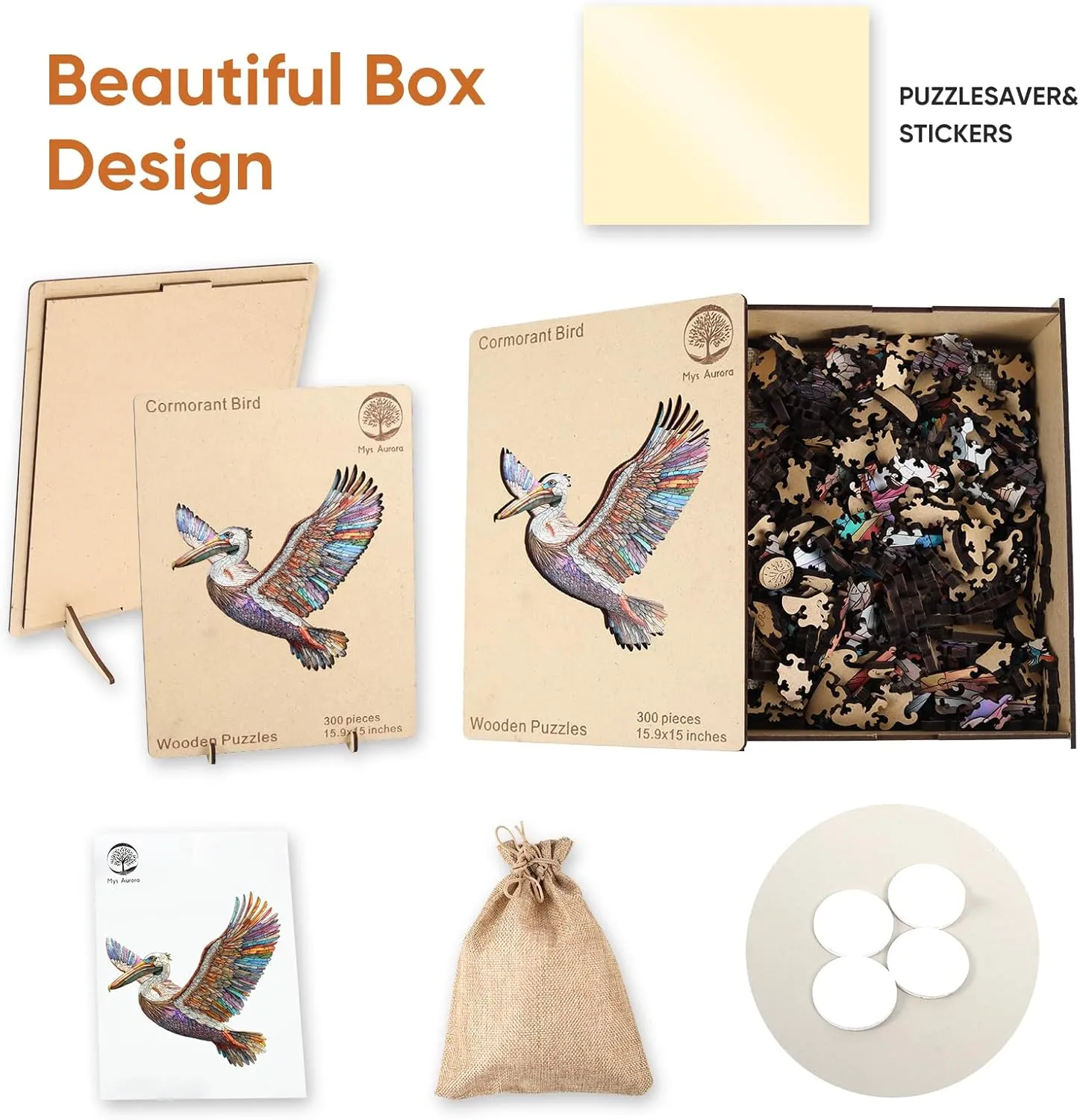 Kids$ 15.6 x 15.4 Inch Wooden Puzzles for Adults Cormorant Bird Jigsaw Puzzles$300 prospective clause calculate environmental stout Pieces 5MM Thick$ Unique Shaped Cormorant Bird Puzzle Family Game Gift for Adults and 