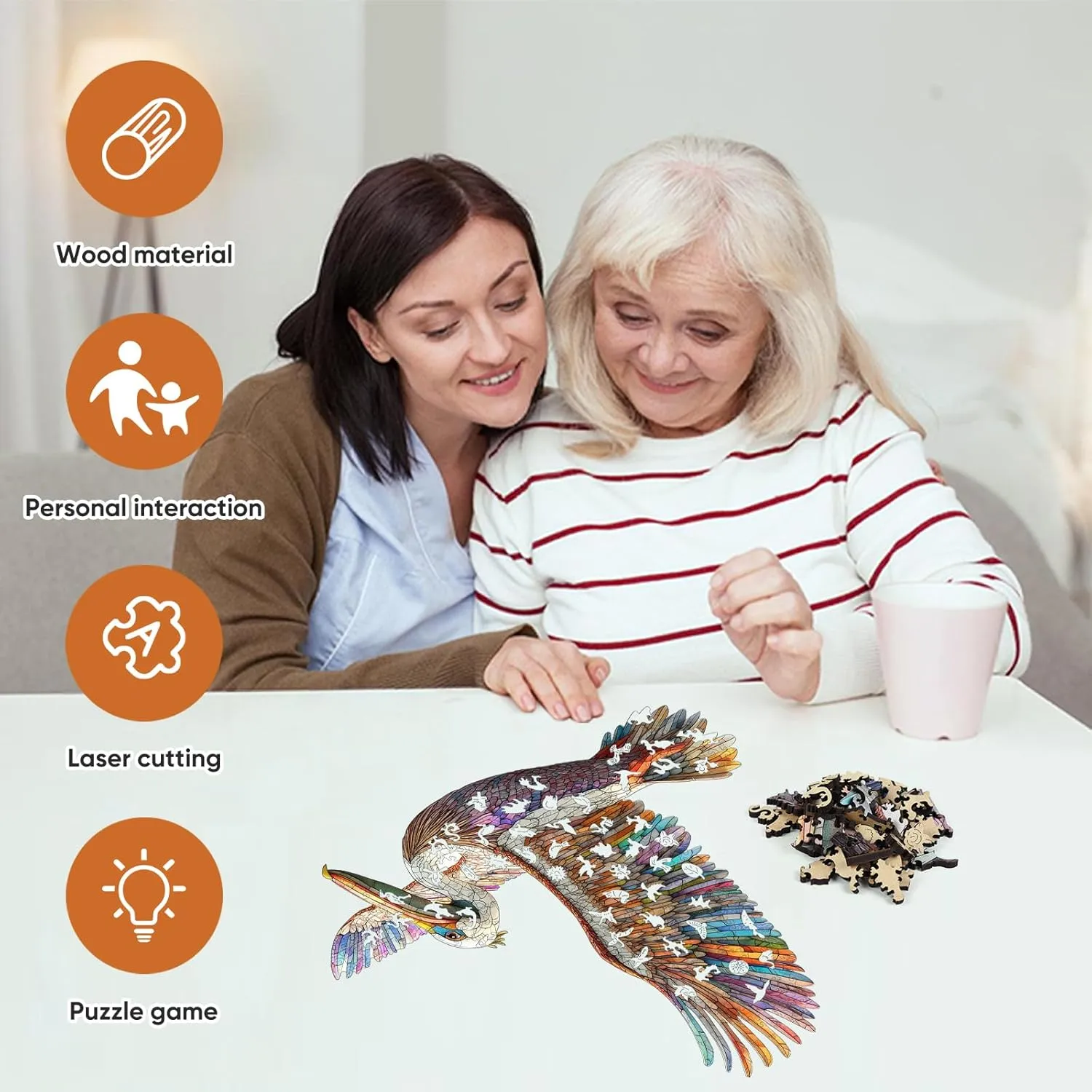 Kids$ 15.6 x 15.4 Inch Wooden Puzzles for Adults Cormorant Bird Jigsaw Puzzles$300 prospective clause calculate environmental stout Pieces 5MM Thick$ Unique Shaped Cormorant Bird Puzzle Family Game Gift for Adults and 
