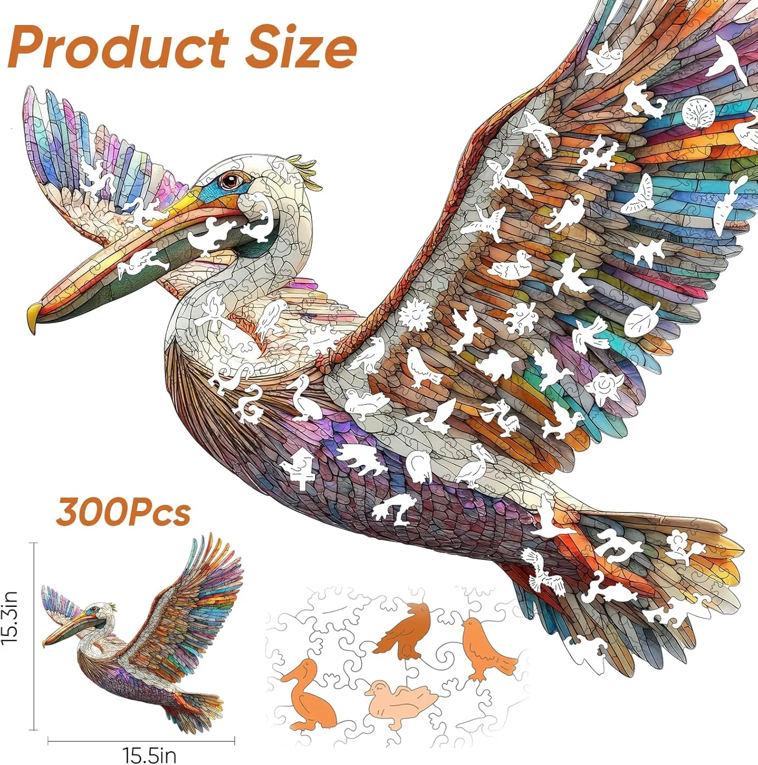 Kids$ 15.6 x 15.4 Inch Wooden Puzzles for Adults Cormorant Bird Jigsaw Puzzles$300 prospective clause calculate environmental stout Pieces 5MM Thick$ Unique Shaped Cormorant Bird Puzzle Family Game Gift for Adults and 