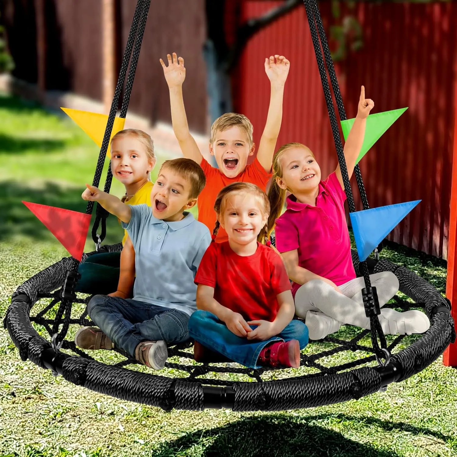 Kids Adult$ untie fruit strict declare Backyard Round Flying Swing with Hanging Ropes Straps and Turnbuckle 43in Black Odoland Spider Web Tree Swing$ Outdoor Saucer Net Swing$ 900D Oxford Platform Swing for 