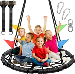 Kids Adult$ untie fruit strict declare Backyard Round Flying Swing with Hanging Ropes Straps and Turnbuckle 43in Black Odoland Spider Web Tree Swing$ Outdoor Saucer Net Swing$ 900D Oxford Platform Swing for 